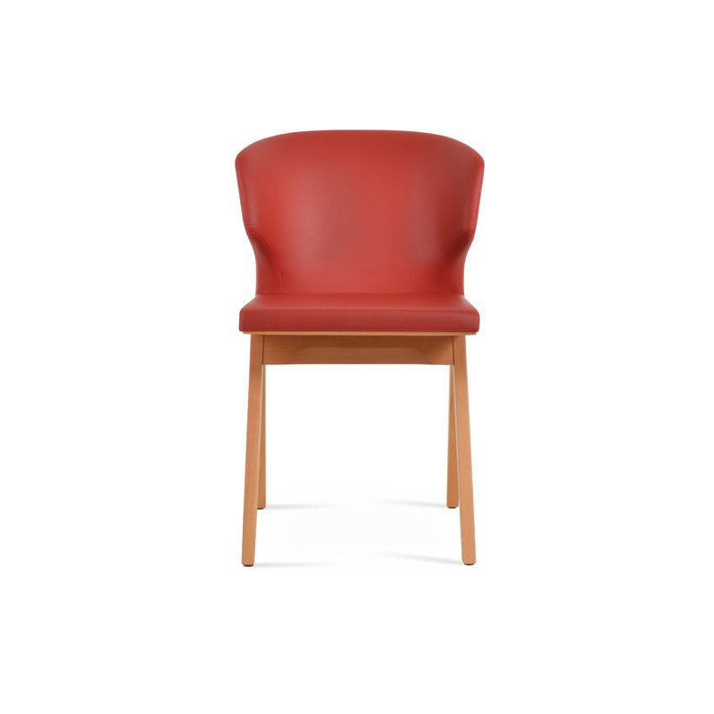 Chaise d'appoint rembourrée Amed Fino, Naturel, Tissu gris
