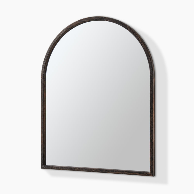 Alessandrino Solid Wood Freestanding Overmantle Arch Mirror - Simple Mid Century Design, Walnut