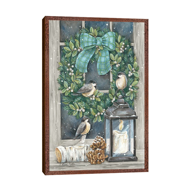 Winter Wreath by Diane Kater - Print on Canvas, 152.5 cm H x 101.5 cm W, Classic Brown Wood Framed