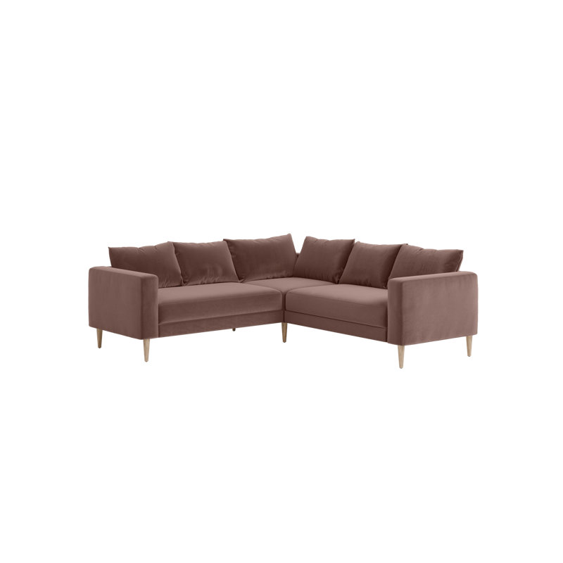 Essential 5-Seat Corner Sectional, Natural, Dusty Rose Recycled Velvet