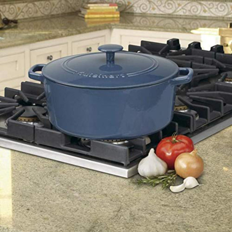 Cuisinart Chef’s Classic Enamel on Steel Round Dutch Oven with Lid, 7 Qt., Provencal Blue