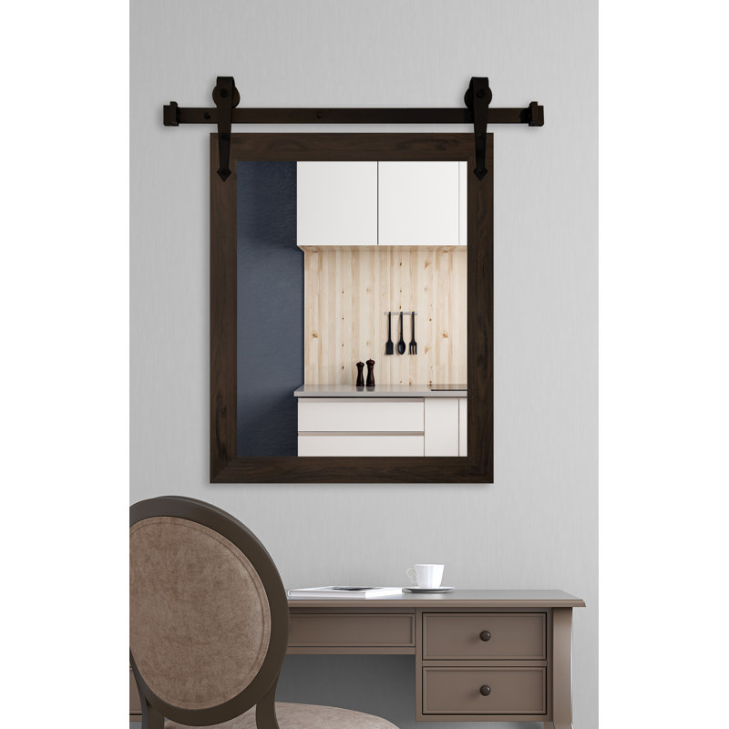 Lynd Engineered Wood Flat Mirror, 33" H x 27" W, Black Walnut