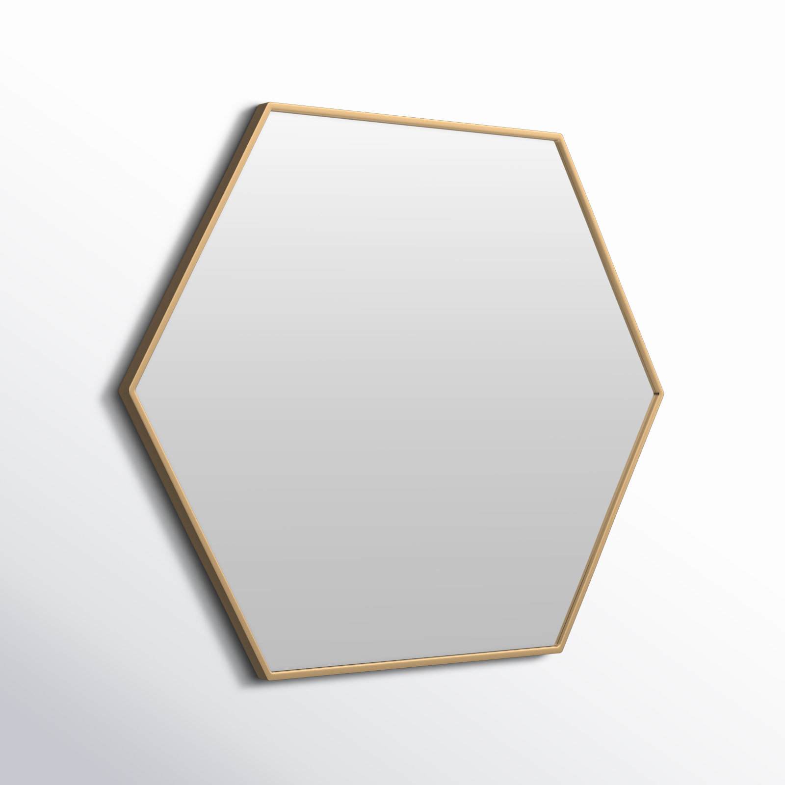 Sabine Metal Hexagon Wall Mirror, Brass, 32" H x 38" W