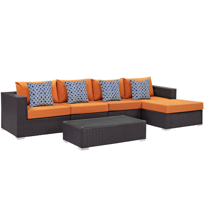 Ensemble de conversation modulaire avec coussins Elswick, Orange