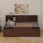 Lit capitaine pleine grandeur en bois avec tablettes de rangement, 4 tiroirs et 2 armoires
