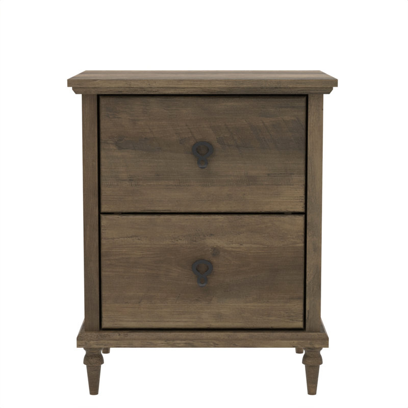 Edgin Traditional 21.5" H 2 Drawer Nightstand With Tapered Leg