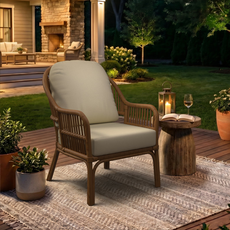Amala Sunbrella® Outdoor Lounge Chair Seat/Back Cushion, Canvas Canvas Sunbrella® Canvas