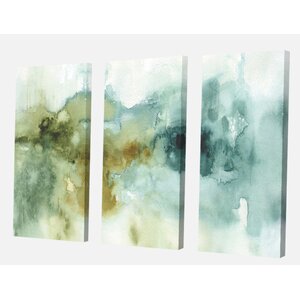 Bless international Abstract Watercolor Green House On Canvas 3 Pieces ...