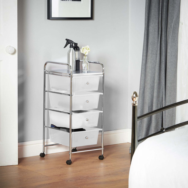 76cm H x 32cm W Utility Cart with Wheels, White