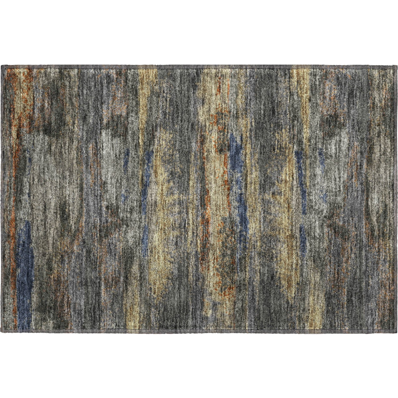 Premium Machine Washable Prisco Graphite Rug, Rectangle 1'8" x 2'6"