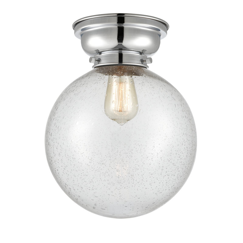 Chippewa Glass Flush Mount, Polished Chrome, Seedy, 6 Watt Vinage LED Bulb