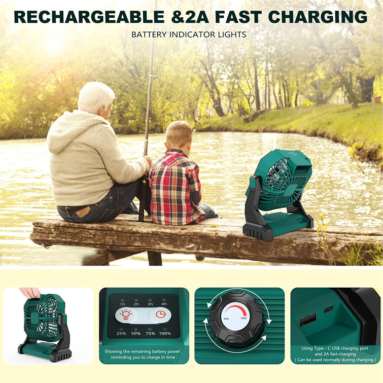 ESHOO Camping Fan With Led Lantern, 15000Mah Rechargeable Battery