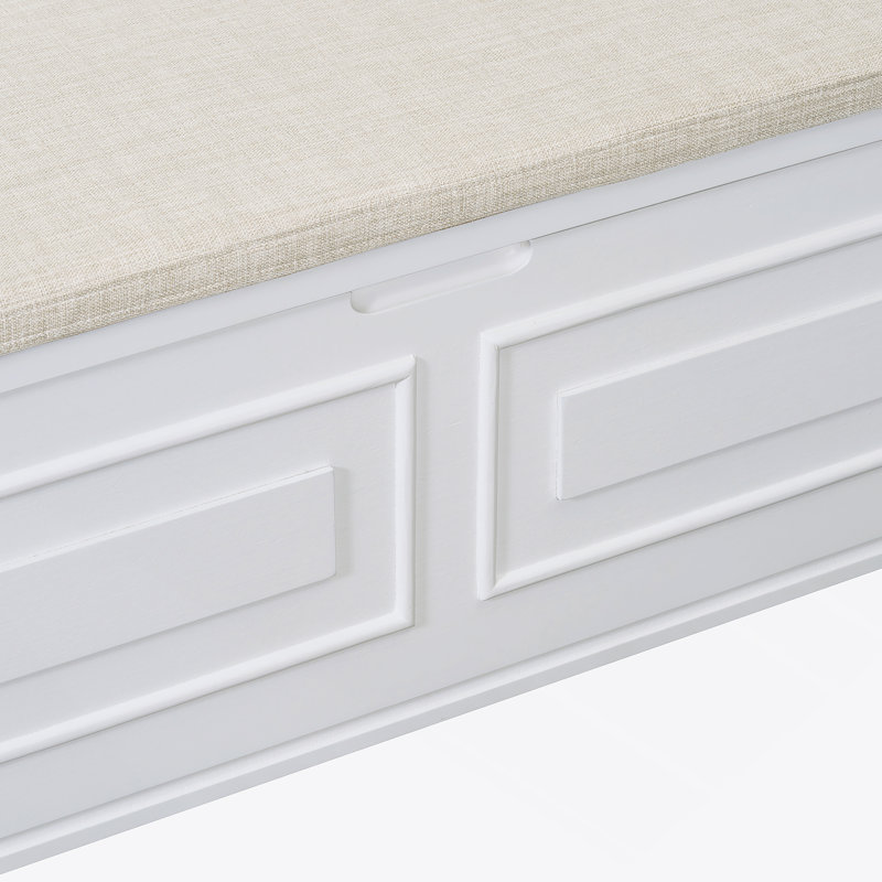 Rustic Multifunctional Storage Bench (White+Beige), White