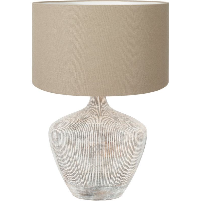 Table Lamp, White, Brown, 20.08" H x 13.78" W x 13.78" D