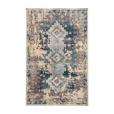 Distressed Homage Hand Knotted Wool Geometric Area Rug