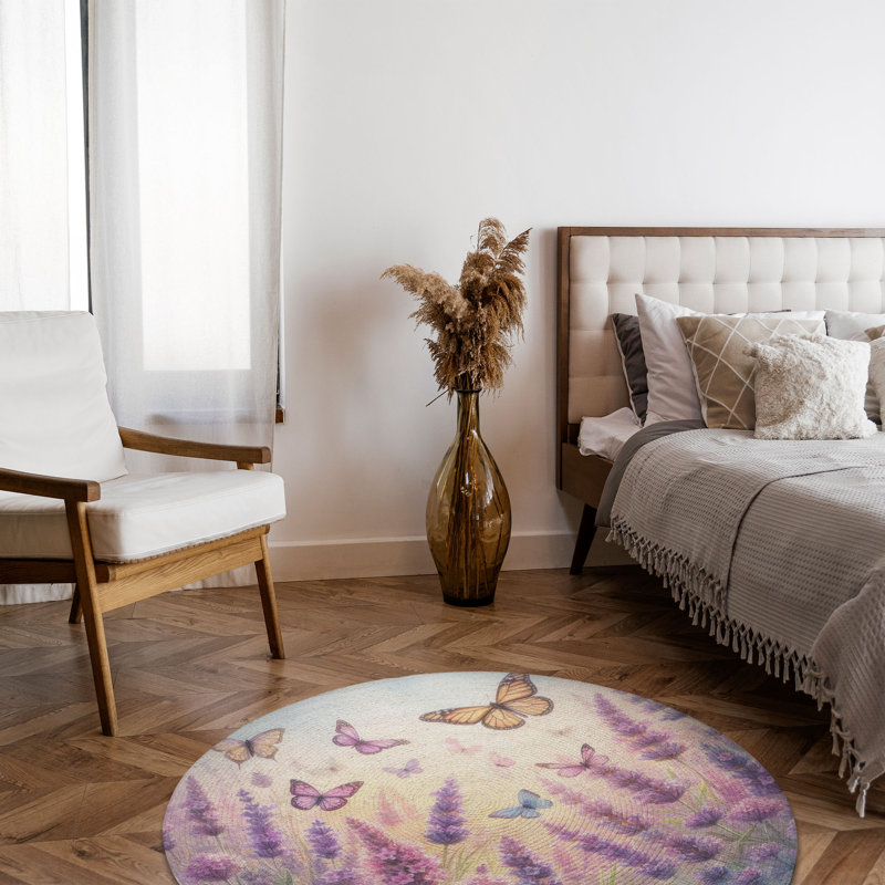 Tapis tressé Lavender Wings, Rond 5 pi