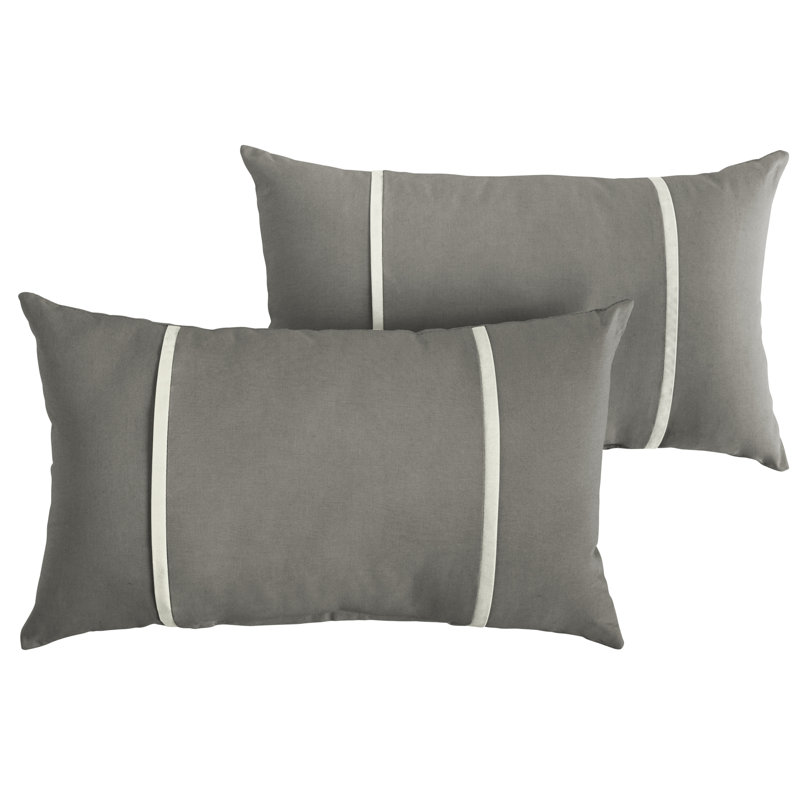 Ensemble de 2 coussins Sunbrella, Sunbrella - Toile gris anthracite, H 16 po x l 26 po x P 6 po