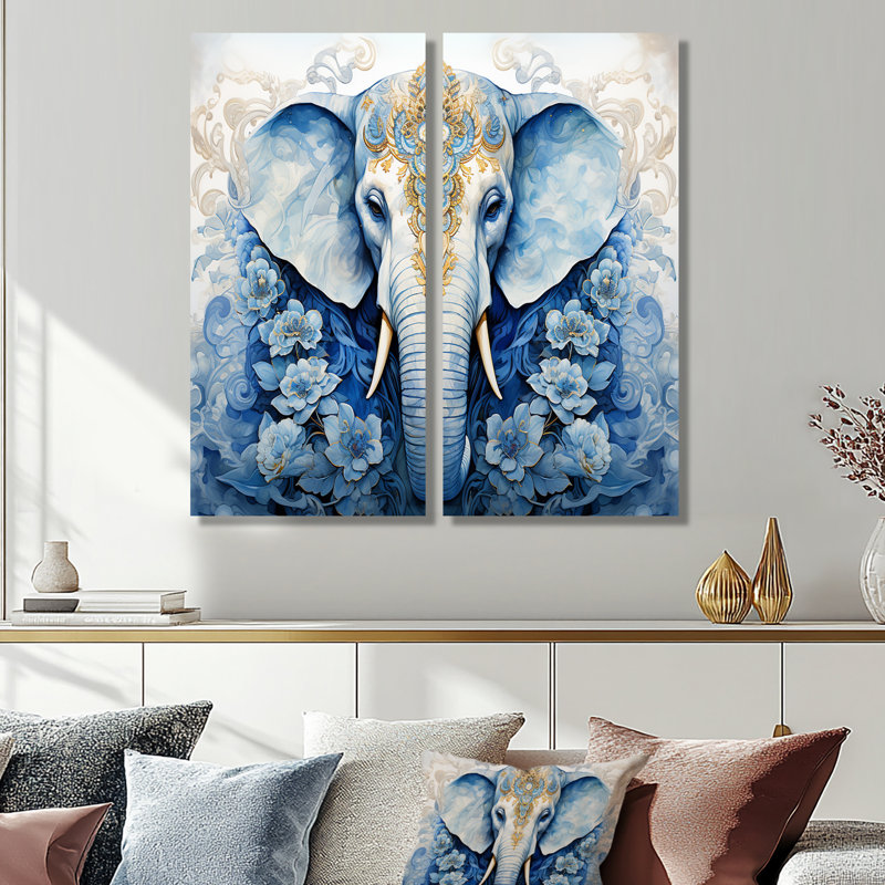 Hindou d'éléphant majestueux - art mural traditionnel, H 20 po x l 24 po, Toile tendue, Ne s’applique pas