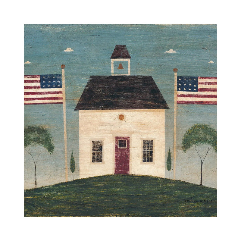 School House - reproduction d'art murale encadrée, Toile tendue, Ne s’applique pas, H 18 po x l 18 po
