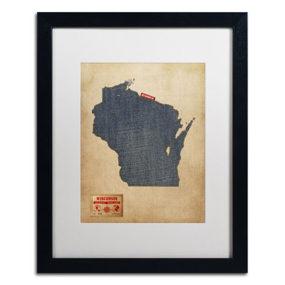 " Wisconsin Map Denim Jeans Style " by Michael Tompsett