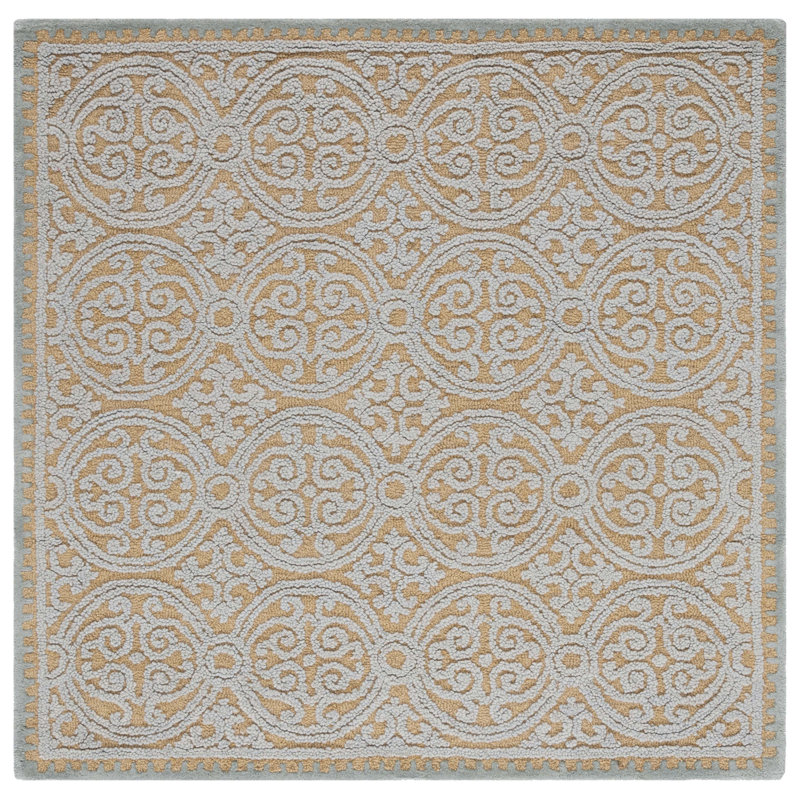Sadik Hand Tufted Wool Geometric Rug, Square 4'
