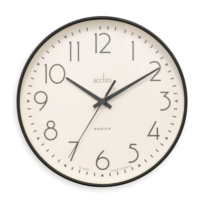 Acctim Earl Wall Clock Non-Ticking Sweep Retro Design Quartz 25cm