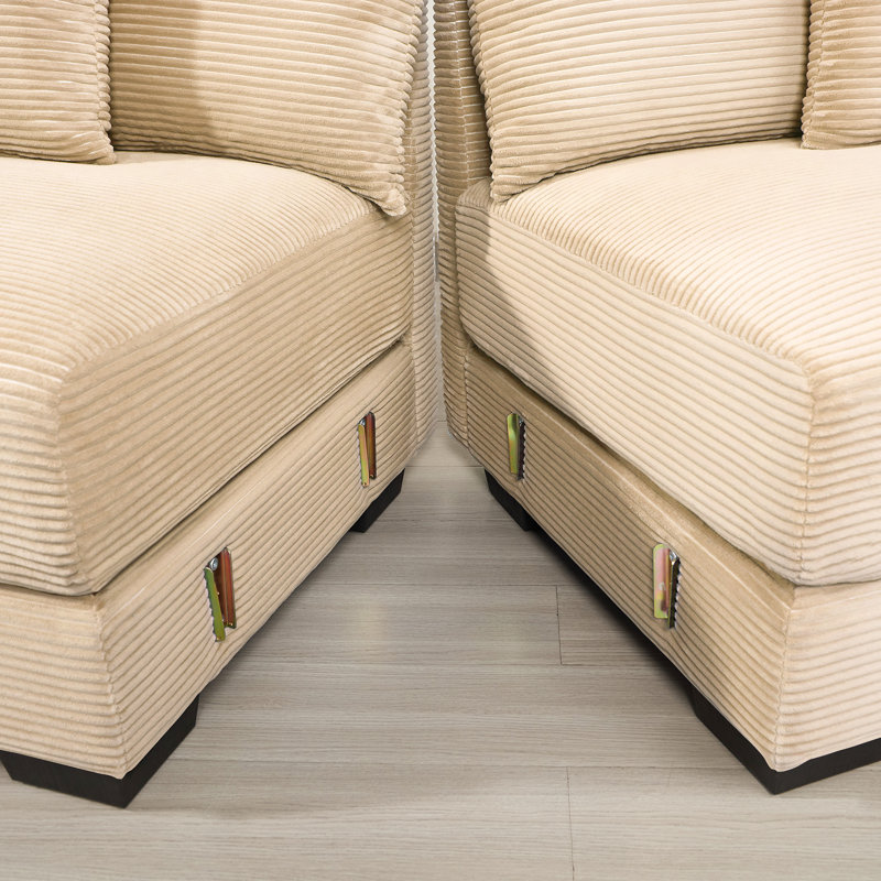 Très grand canapé modulaire en nuage 54,3 po, siège simple, chameau, conception ergonomique, tissu velours côtelé doux, canapé surdimensionné de couleur chameau à configuration flexible