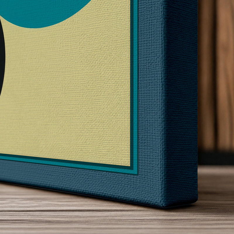 Composition Geometric - Wrapped Canvas, 18x12 - 45.7 x 30.5 cm, Teal Border