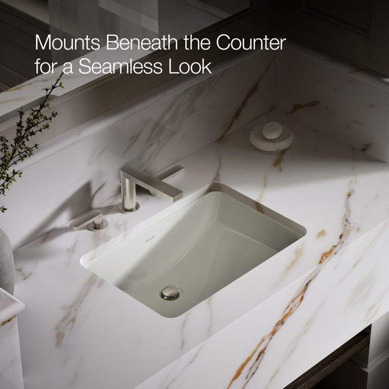 Ladena Vitreous China Rectangular Undermount Bathroom Sink, Dune