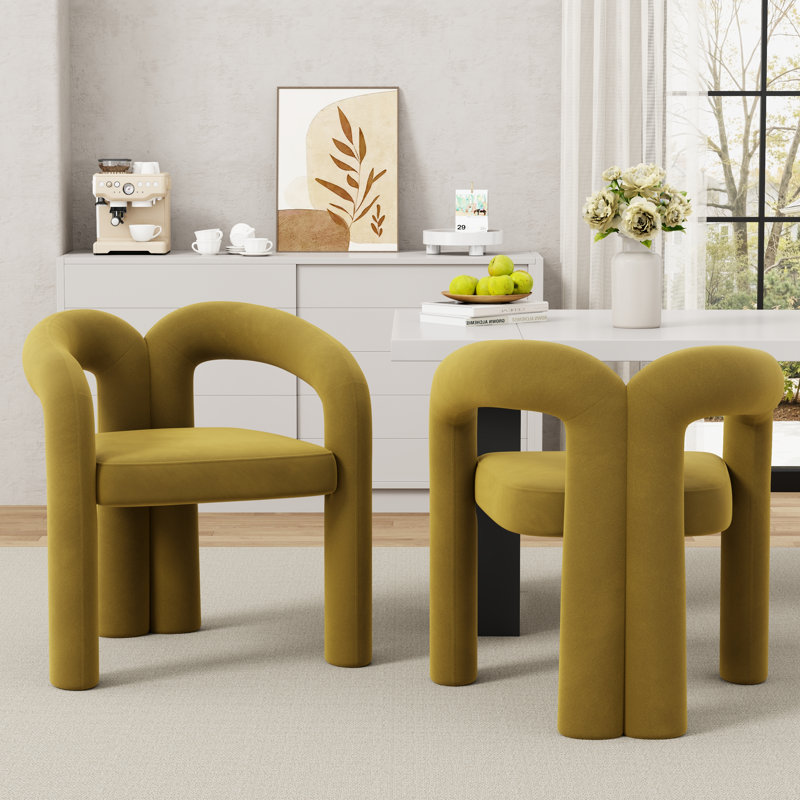 Chaises de salle à manger rembourrées Modern, 2, Olive green