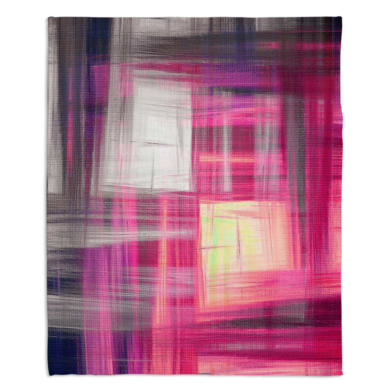 Couverture sherpae douce magenta tartan, l 68 po x L 80 po