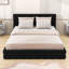 Grand lit plateforme tapissier en bois avec tête de lit-1512485058