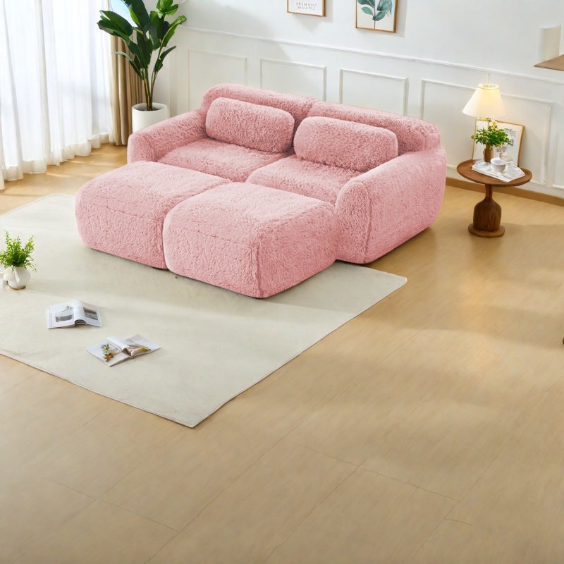 Luxueux canapés roses moelleux, sans assemblage, antidérapants, parfaits pour la maison