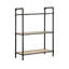 Bibliothèque en chêne antique et gris sable. 3 Design avec métal. Rangez vos biens. L 26 po x H 36 po x P 14 po. Tablettes à cadre de 24 lb. Ajoutez un look chic. 14 po.-121110957