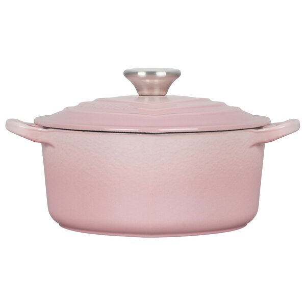 EDGING CASTING Enameled Cast Iron Covered Dutch Oven with Dual Handle,  Dutch Ovens with Lid for Bread Baking, Safe to 500 degrees, 3.5 Quart, Pink
