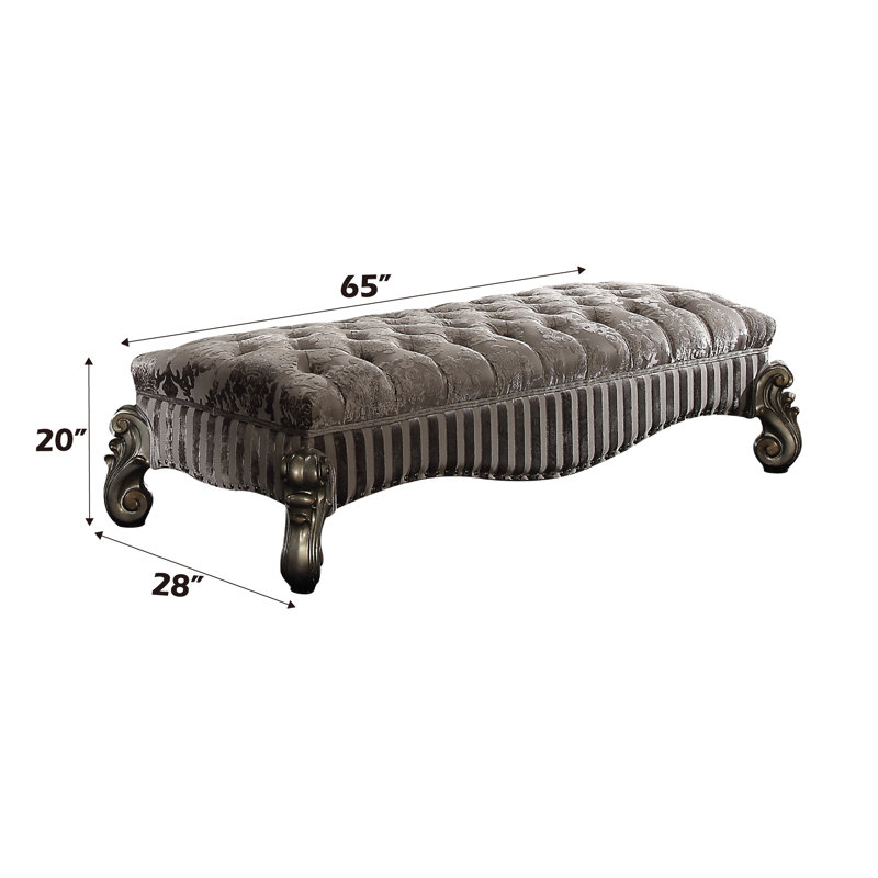 Castellano Upholstered Bench with Button Tufted, Gray