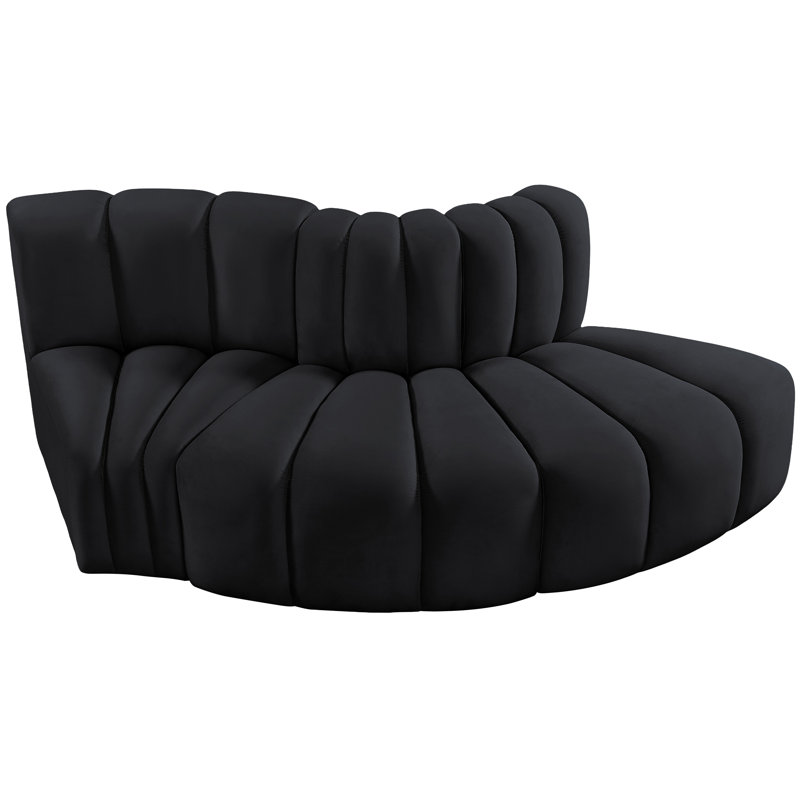 Iyre Upholstered Curved Sectional Reversible, Black Velvet