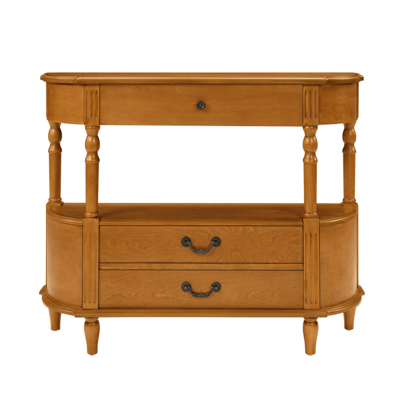 Console rétro avec 3 tiroirs et tablette de rangement, Brun