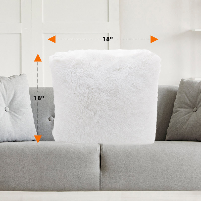 White Faux Fur 18" x 18" Shaggy Throw Pillow Set