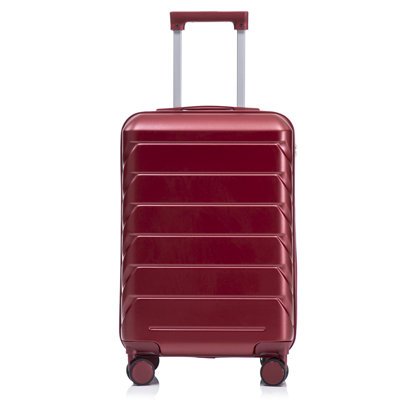 20 Inch ABS Hard Shell Travel Checked Luggage - Scratch Resistant Surface Four Multi-Directional Wheels,  With Combination Lock.(WINE RED)