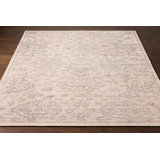 Malonne Damask Handmade Ivory/Charcoal Area Rug