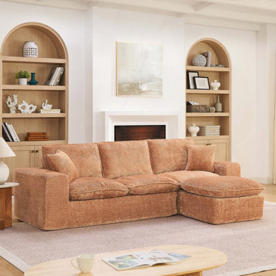 Modular Boucle Sectional Sofa with Reversible Chaise – Cloud Couch, No Assembly Needed