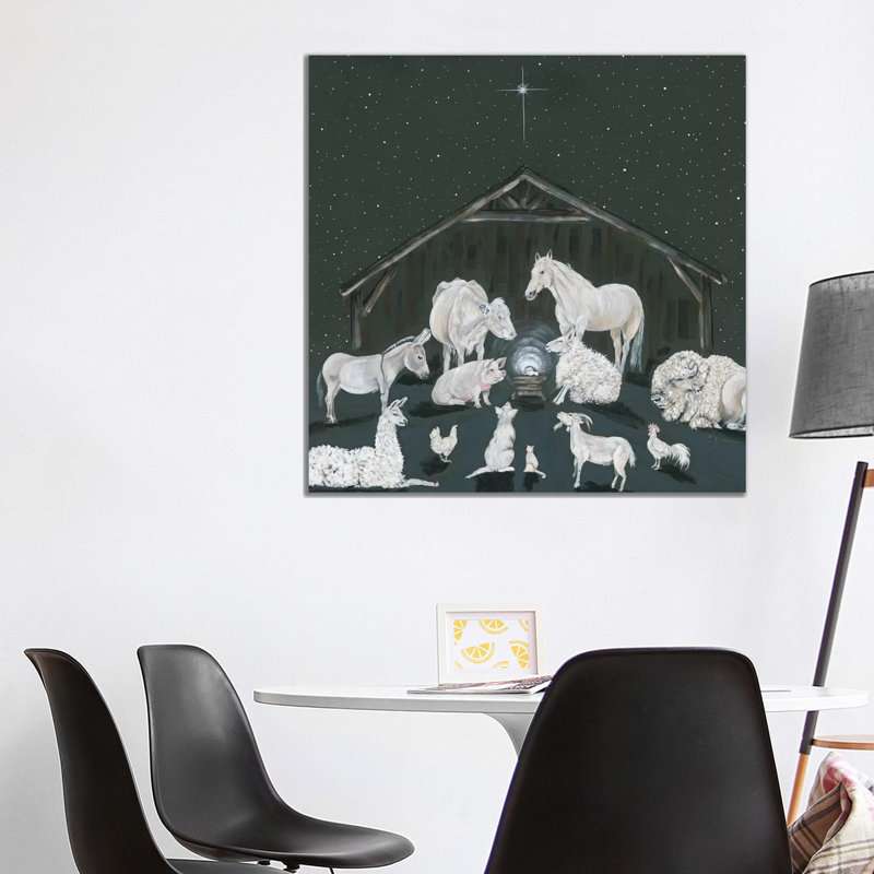 Animal Nativity Scene - Wrapped Canvas Print, 93.98 cm H x 93.98 cm W x 3.175 cm D