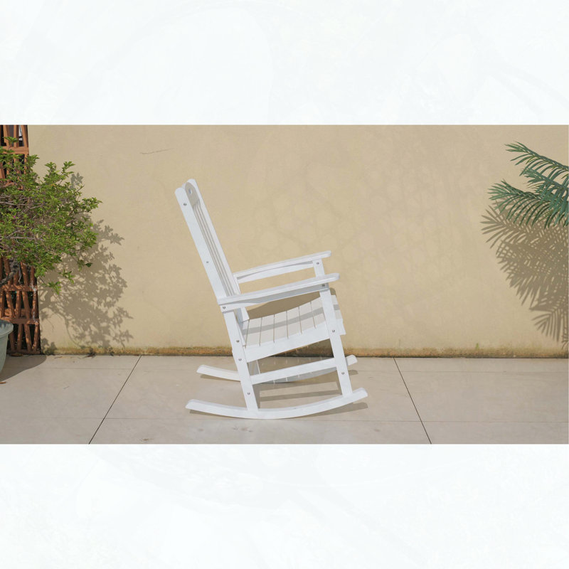 Chaise berçante en plastique Classic avec quincaillerie en acier inoxydable, Blanc