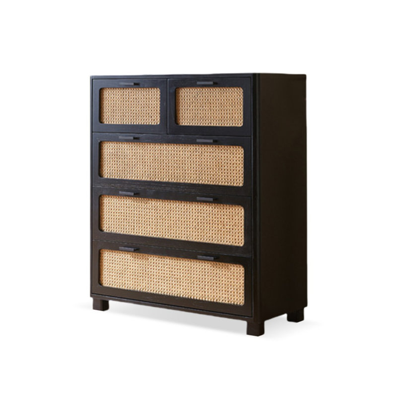Retro Black Solid Wood Sideboard