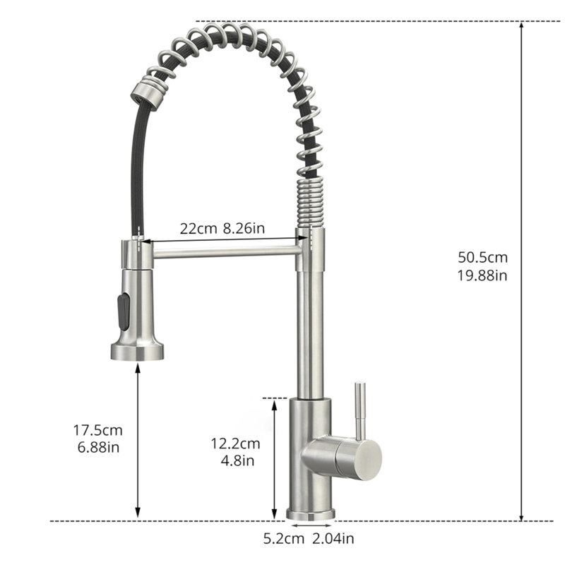 Kitchen Faucet With Pull Out Sprayer, Single Handle Single Lever Kitchen Sink Faucet, Brushed Nickel