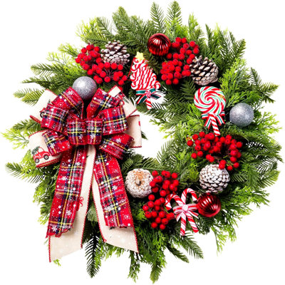 Faux Berry Pinecones 20'' Wreath