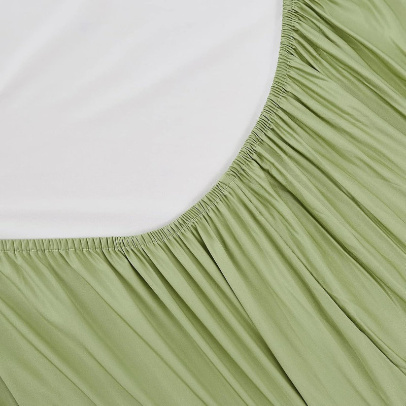 100% Rayon From Bamboo Cooling Fitted Bottom Sheet Only 1 Piece, Light Green, King Fitted Sheet