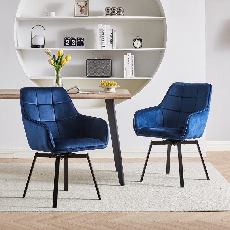 Velvet Upholstered Metal Armchair in Green, Blue