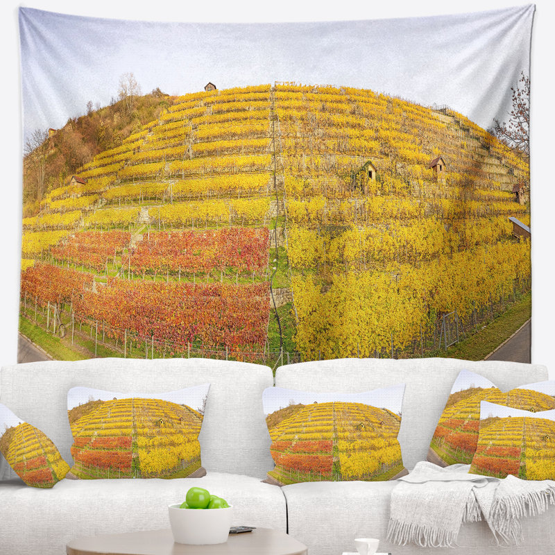 Tapisserie de jardin en d’automne paysage vineyard, H 32 po x l 39 po